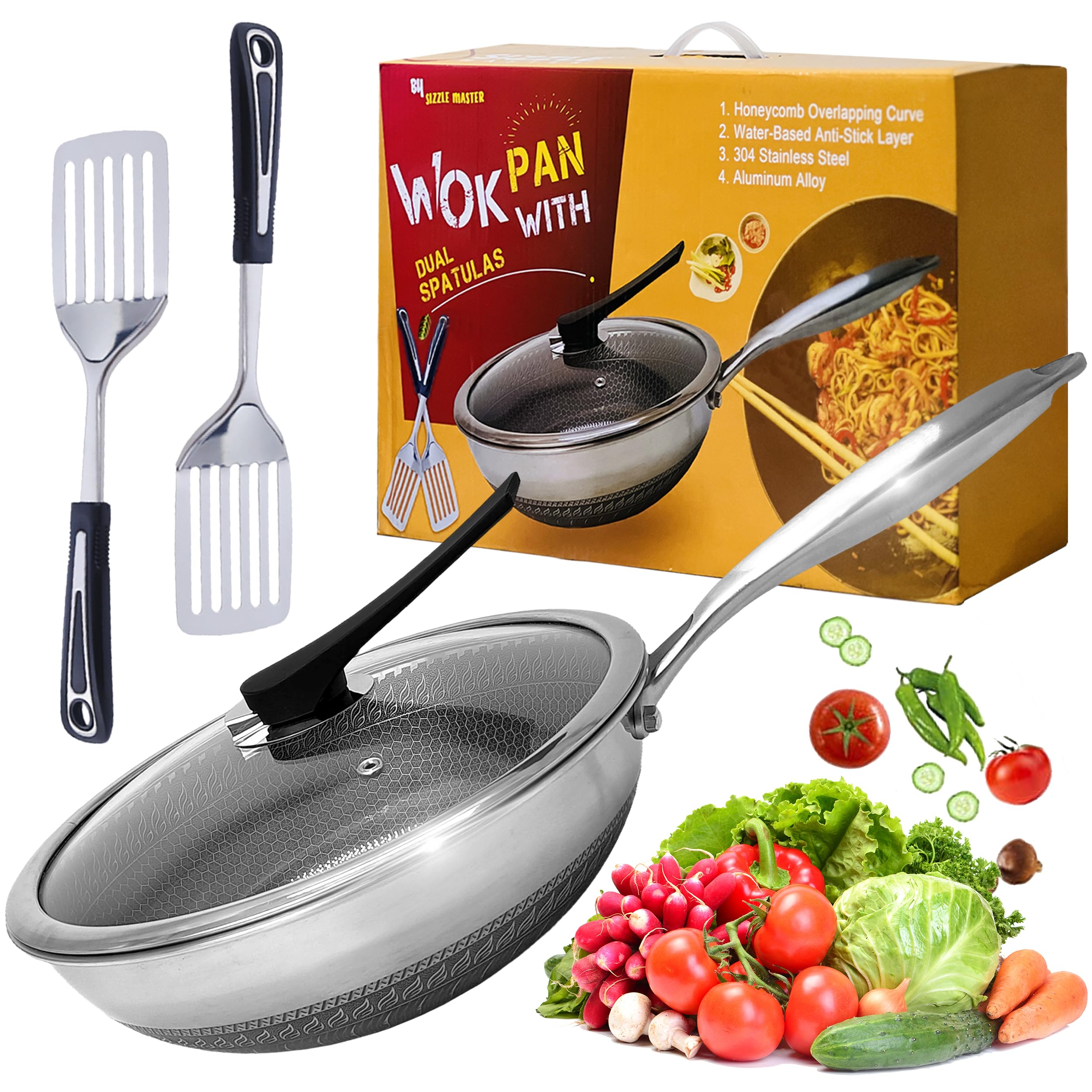 Amazon | Sizzle Master ノンスティック11インチ 中華鍋&フライパン